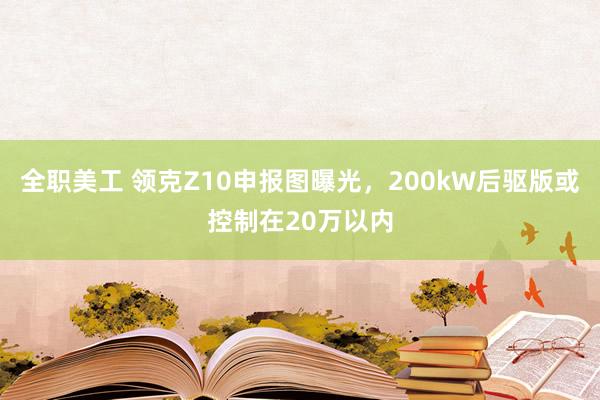 全职美工 领克Z10申报图曝光，200kW后驱版或控制在20万以内