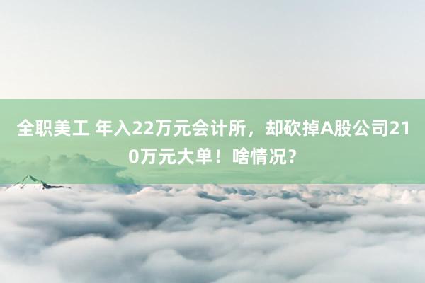 全职美工 年入22万元会计所，却砍掉A股公司210万元大单！啥情况？