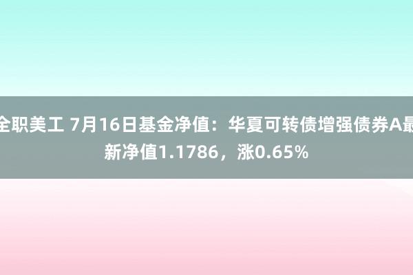 全职美工 7月16日基金净值：华夏可转债增强债券A最新净值1.1786，涨0.65%